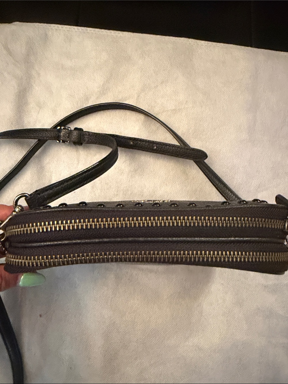 Coach Black Pebbled Leather Studded Crossbody Bag - Picture 4 of 11